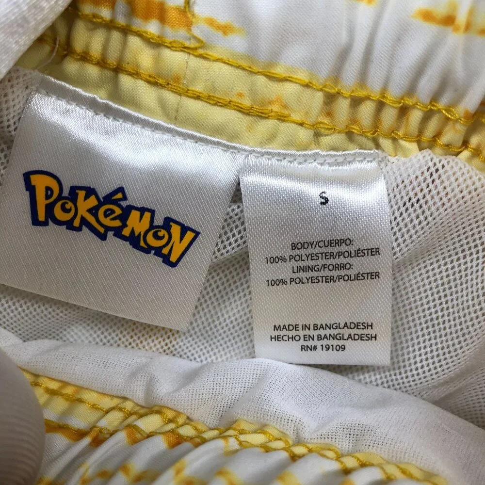 Pokemon Swim Trunks Boys Size S (5)‎ Yellow Blue Lined